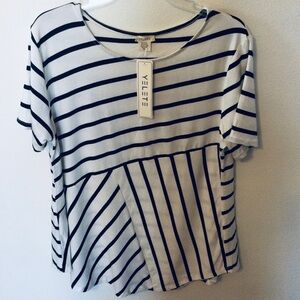 Yelete NWT Women's Black and White Striped Top Dressy or Causual Size XL